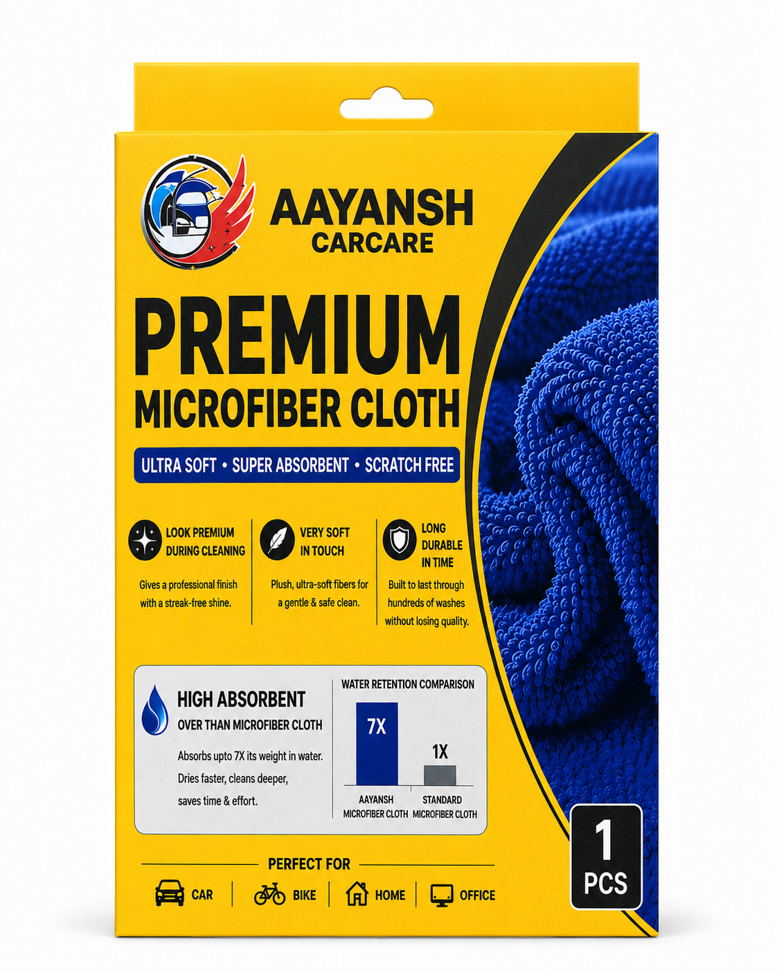 Aayansh CarCare Premium Microfiber Cloth for Cars & Bikes
