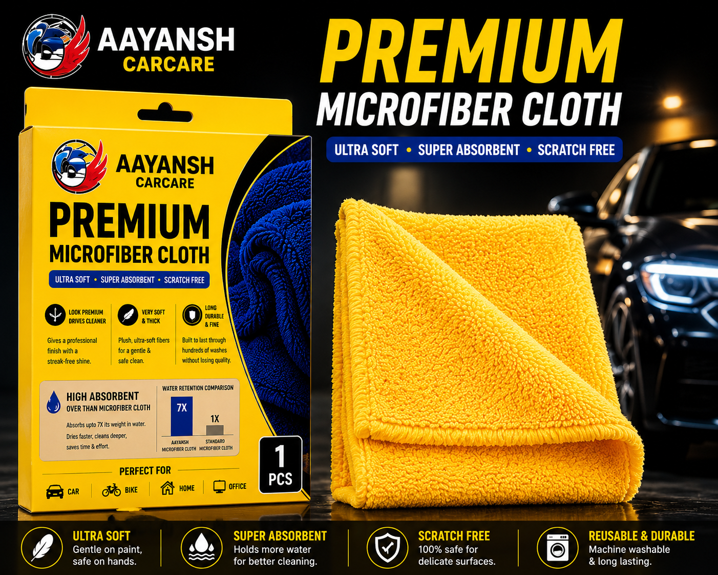 Aayansh Carcare Premium Microfiber Cloth